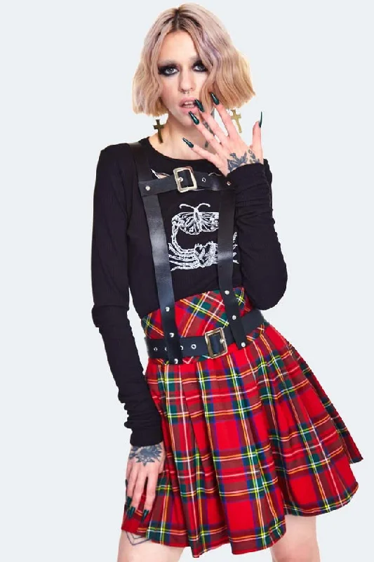 High Waisted Tartan Pleated Skirt seamless skirt comfort