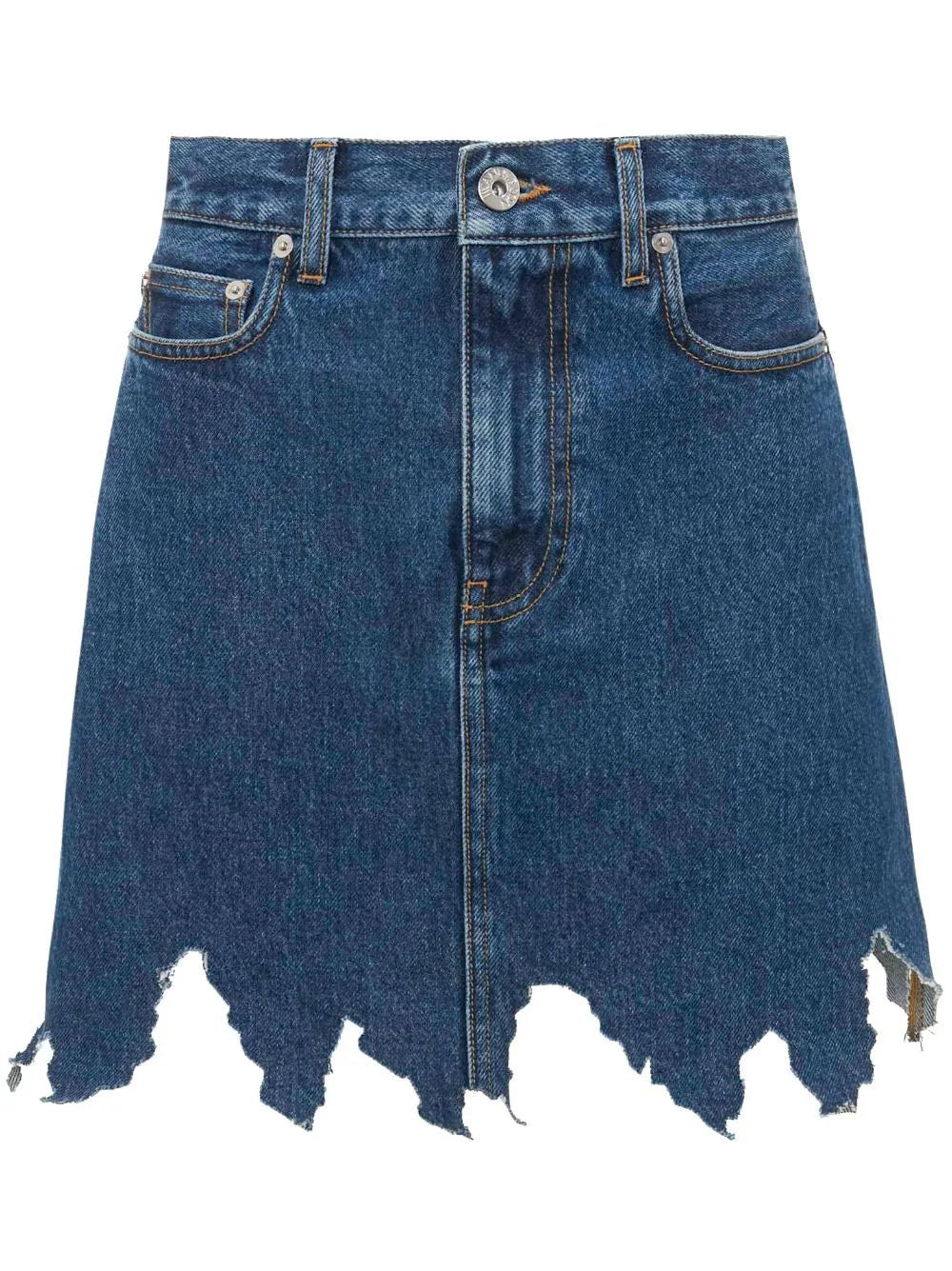 lasercut frayed-hem denim skirt breathable skirt fabric