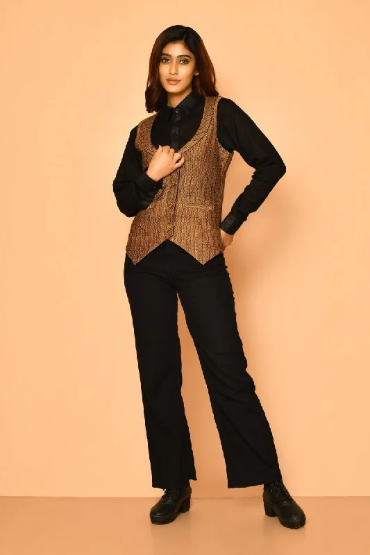 Kyra Handloom Womens Cotton Jacket Tiered Jacket Buttoned Jacket Zippered Jacket