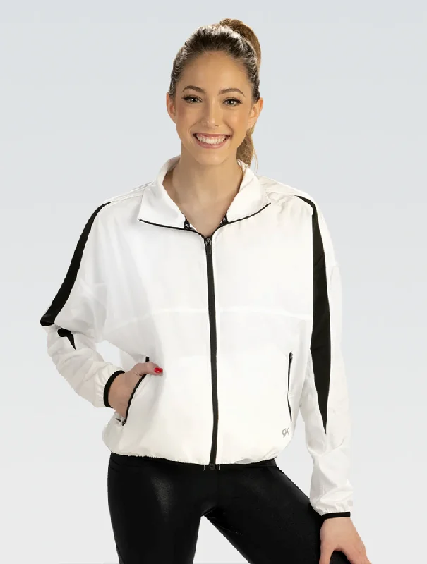 Monochromatic Women's Jacket White Fleece Fabric Down Fabric Feather Fabric