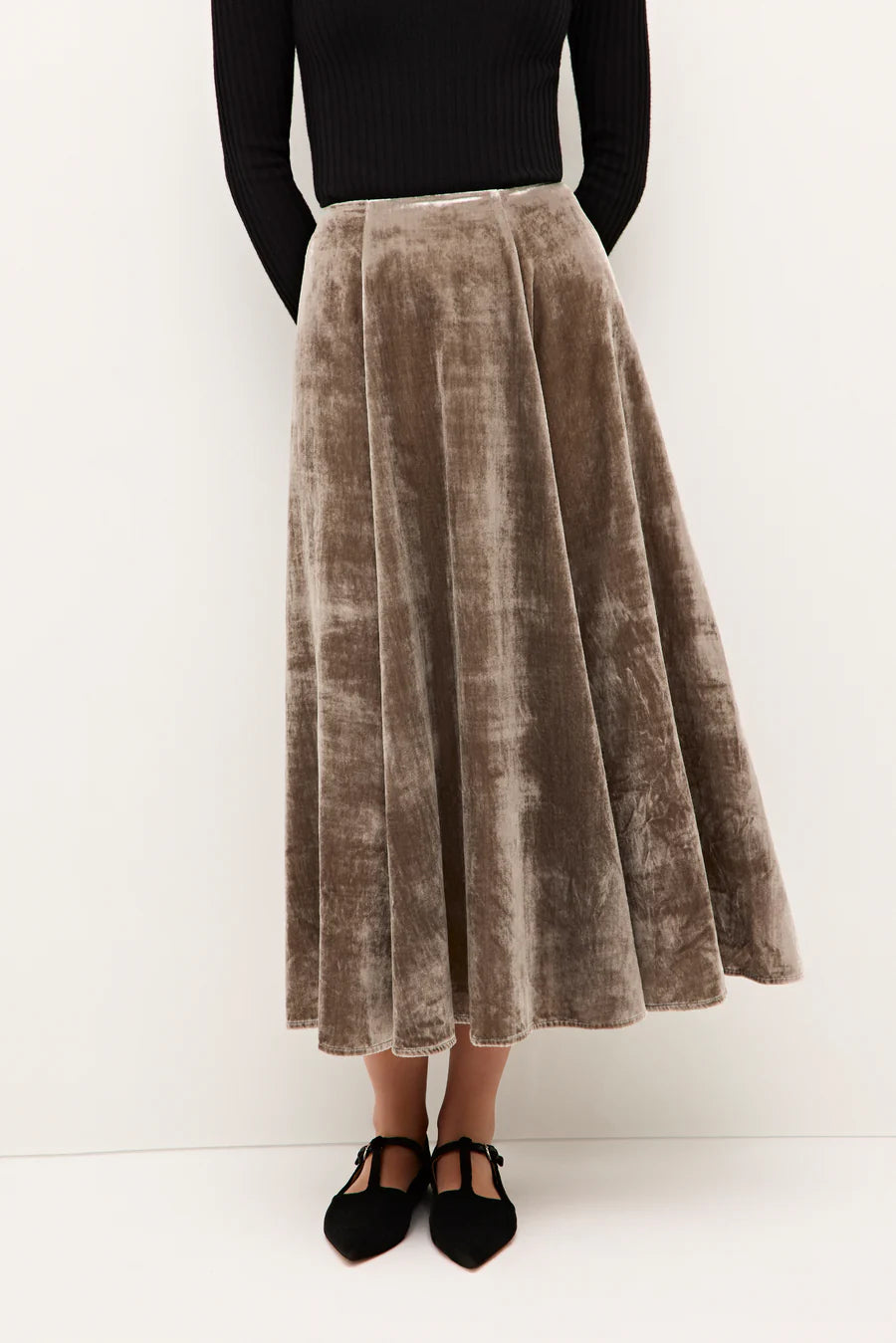 Monroe Skirt by Marie Oliver in Pewter denim skirt classic