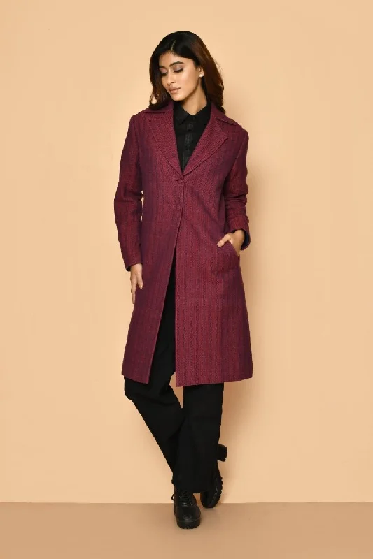 Mrinal Handloom Cotton Trench Coat Jacket for Women Front Pockets Side Pockets Patch Pockets Mrinal Handloom Cotton Trench Coat Jacket for Women Front Pockets Side Pockets Patch Pockets