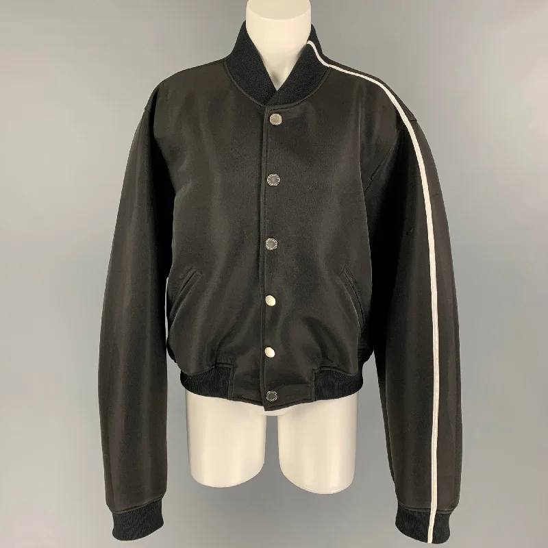 OPENING CEREMONY x Peter Do Size XXL Black White Polyester Shiny Varsity Jacket Faux Fur Jacket Real Fur Jacket Shearling Jacket OPENING CEREMONY x Peter Do Size XXL Black White Polyester Shiny Varsity Jacket Faux Fur Jacket Real Fur Jacket Shearling Jacket