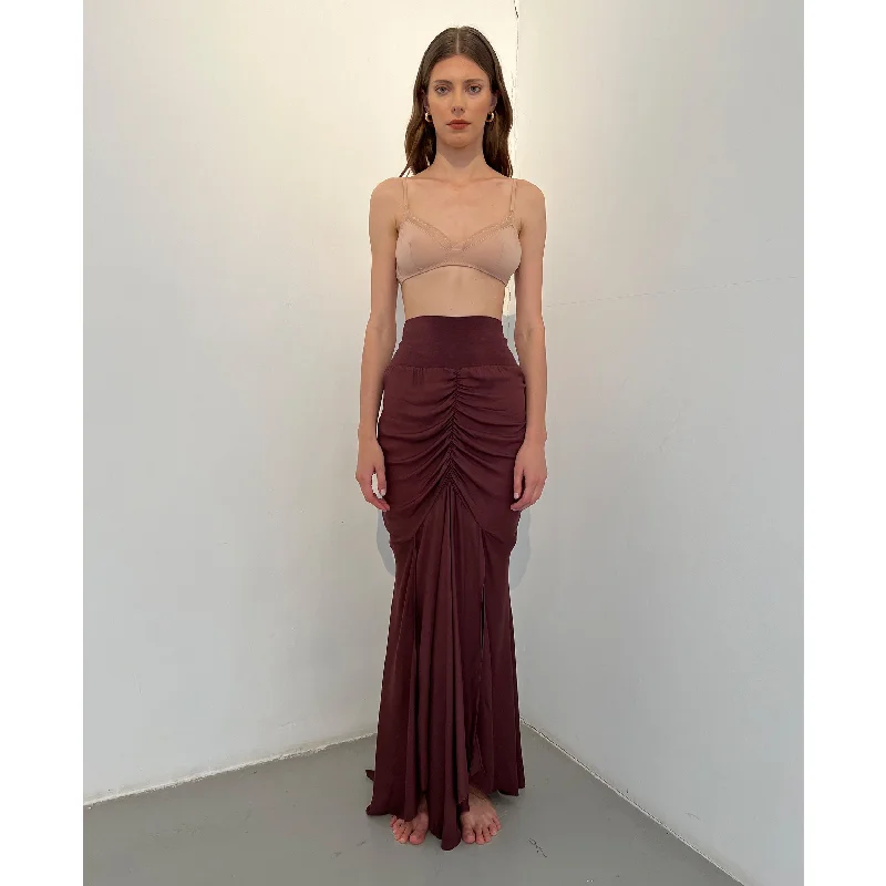 Oxblood Brown Modal Panel Skirt wool skirt thick