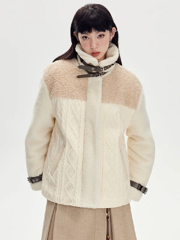 Padded Lamb Jacket Denim Fabric Leather Fabric Suede Fabric