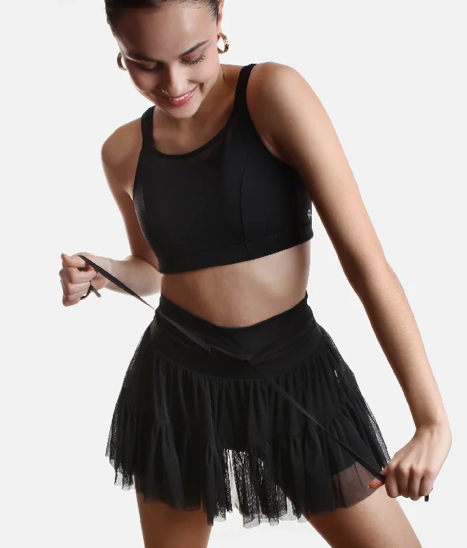 PIROUETTE SKORT in Black – Elegant & Ready to Move chiffon skirt lightweight