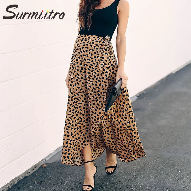 Polka Dot Print Long Maxi Summer Skirt Women Fashion White Black Split High Waist tulle skirt dreamy