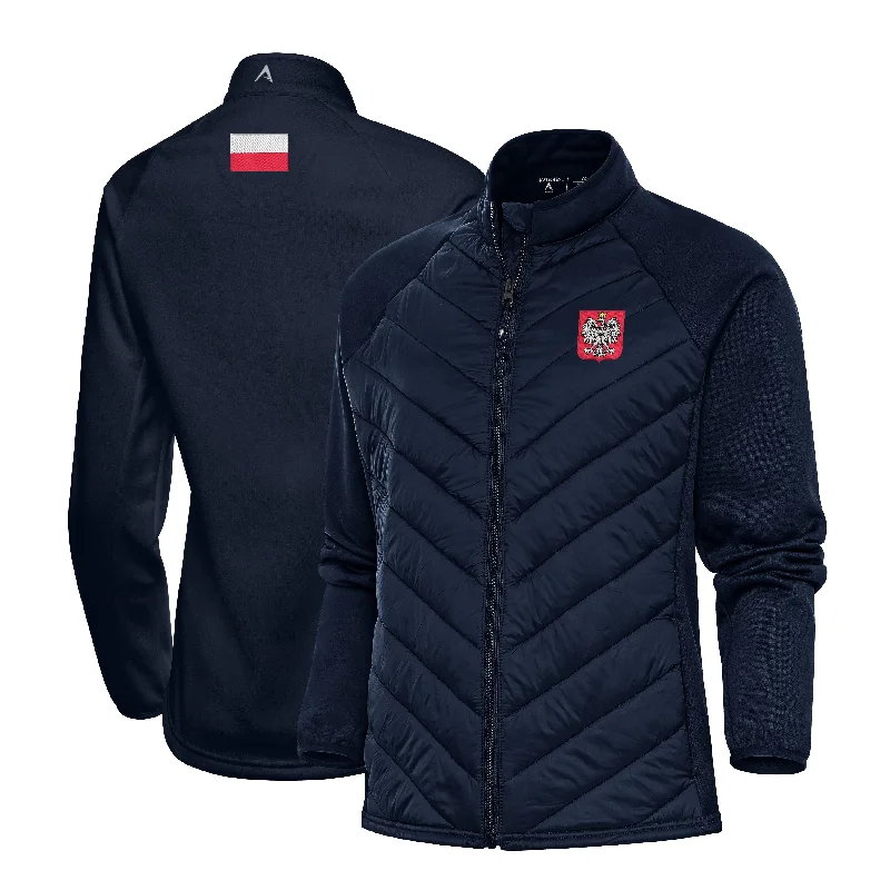 Polska Women's Poland Antigua Embroidered Altitude Jacket - Navy Knit Jacket Woven Jacket Fleece Jacket Polska Women's Poland Antigua Embroidered Altitude Jacket - Navy Knit Jacket Woven Jacket Fleece Jacket