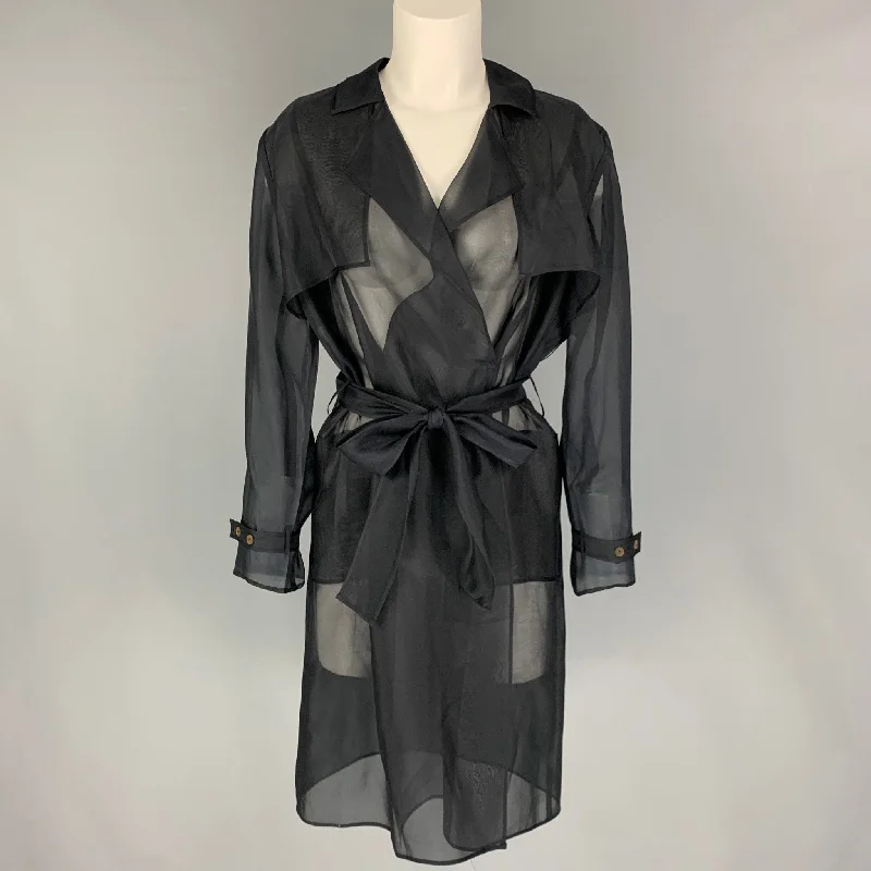 PORTS 1961 Size 8 Black See Through Notch Lapel Jacket Anorak Shell Jacket Lightweight Jacket PORTS 1961 Size 8 Black See Through Notch Lapel Jacket Anorak Shell Jacket Lightweight Jacket
