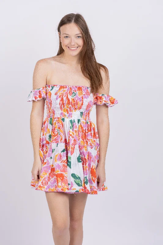 Poupette St Barth Mini Dress Aurora Ct Pm in Orange Macro Peony Comfortable Casual Mini Dress Poupette St Barth Mini Dress Aurora Ct Pm in Orange Macro Peony Comfortable Casual Mini Dress