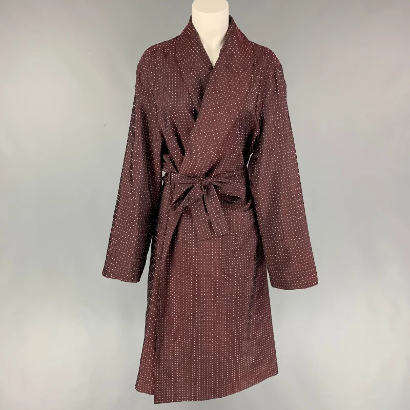 PRADA Size L Burgundy Not Listed Shawl Lapel Belted Jacket Stand-Up Collar Roll-Neck Collar Turtle Neck PRADA Size L Burgundy Not Listed Shawl Lapel Belted Jacket Stand-Up Collar Roll-Neck Collar Turtle Neck