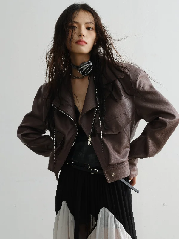 Premium Faux Leather Outerwear Jacket Wool Jacket Cashmere Jacket Tweed Jacket