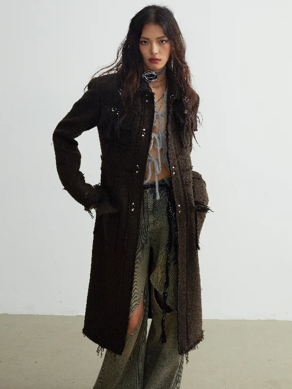 Refined Tweed Texture Longline Jacket Tailored Jacket Straight Jacket A-Line Jacket Refined Tweed Texture Longline Jacket Tailored Jacket Straight Jacket A-Line Jacket
