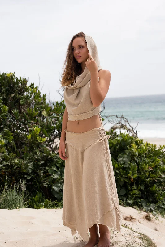 SAGE SKIRT CREAM silk skirt luxurious