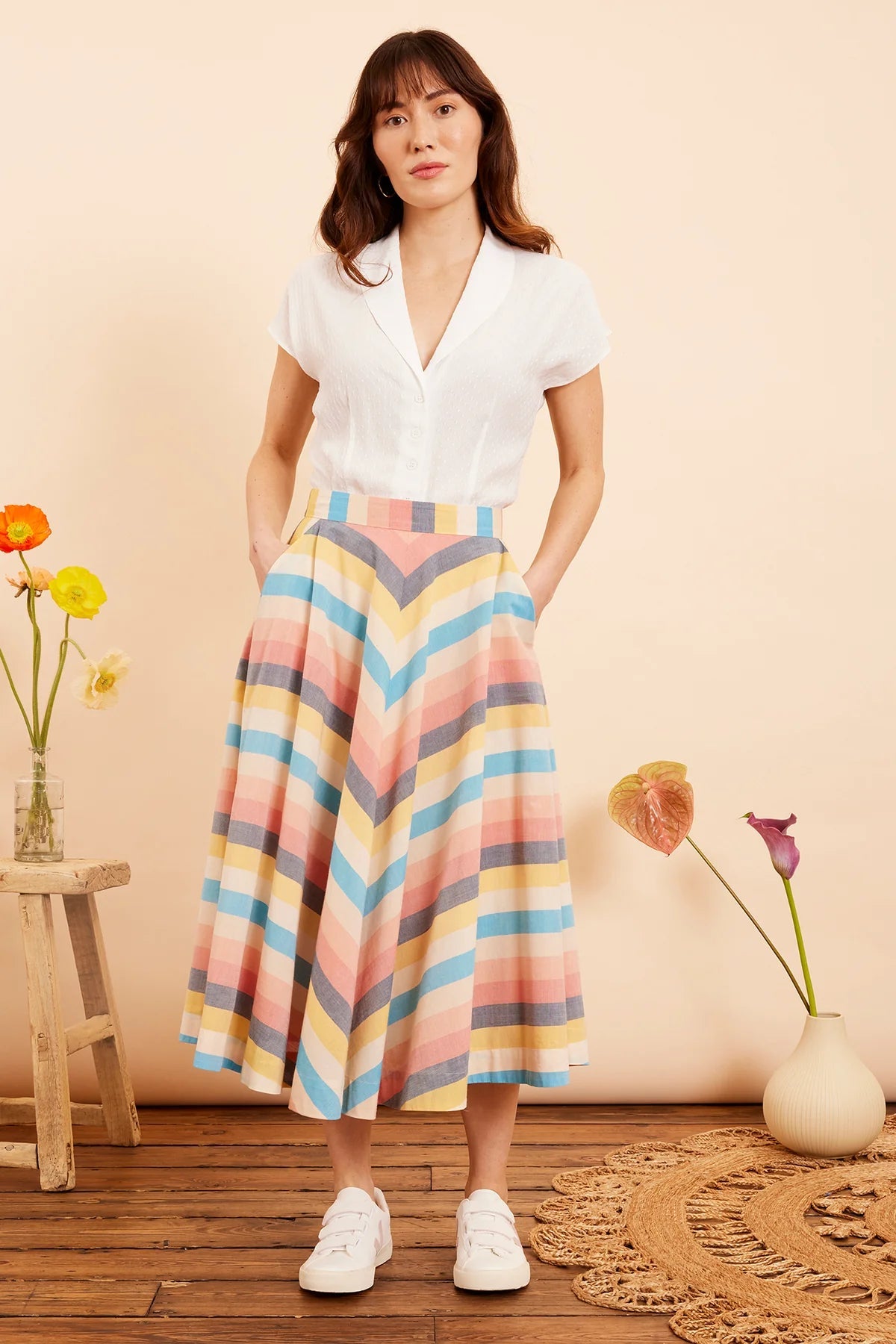 Sandy Indian Summer Stripe Skirt cashmere skirt rich