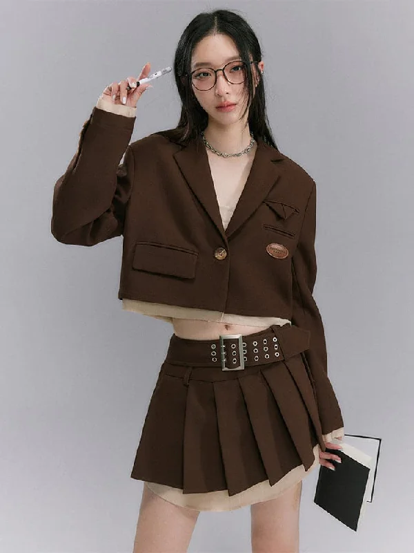Short College Jacket Herringbone Jacket Checkered Jacket Solid Jacket