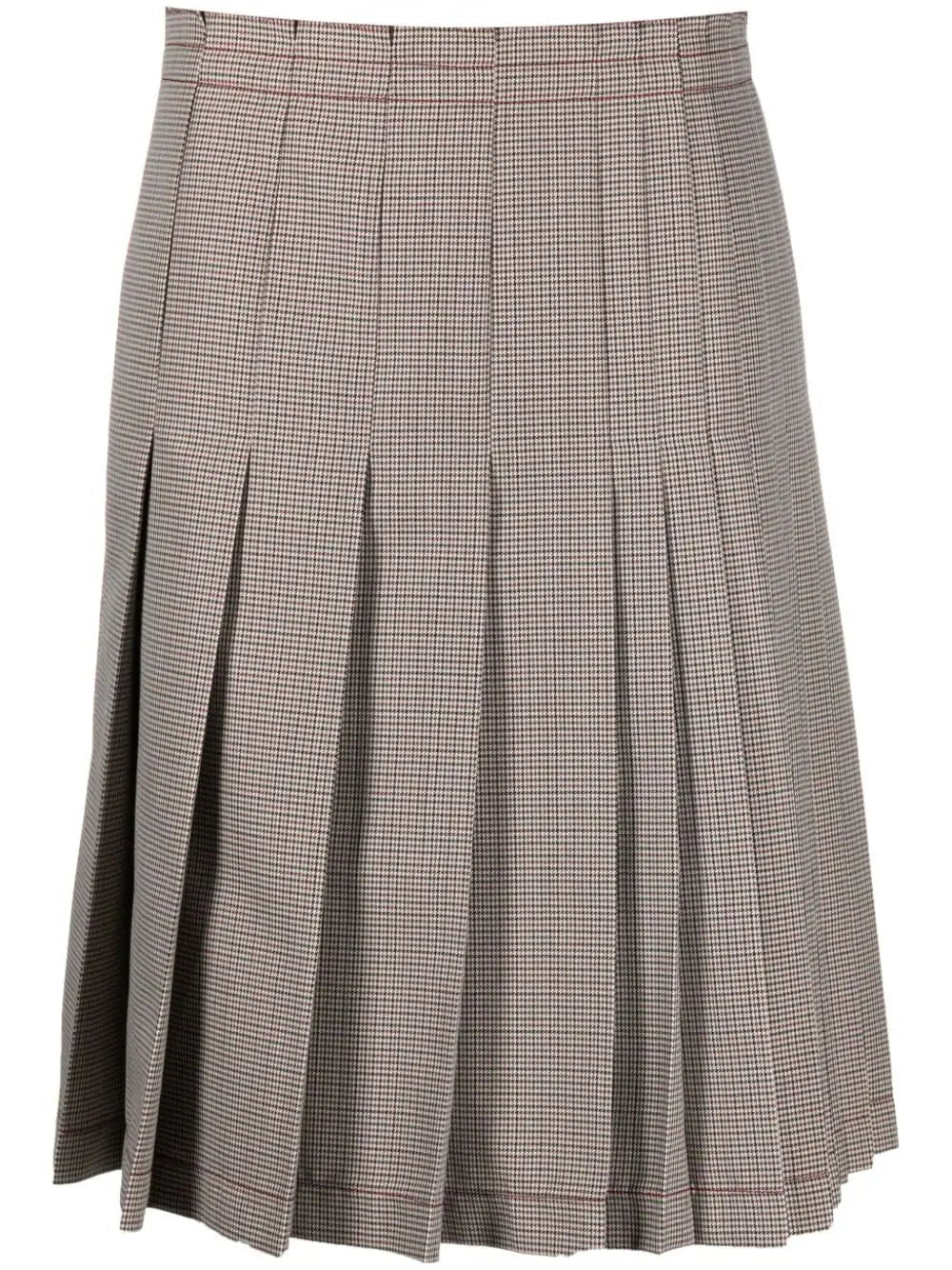 check-print pleated midi skirt pencil skirt chic