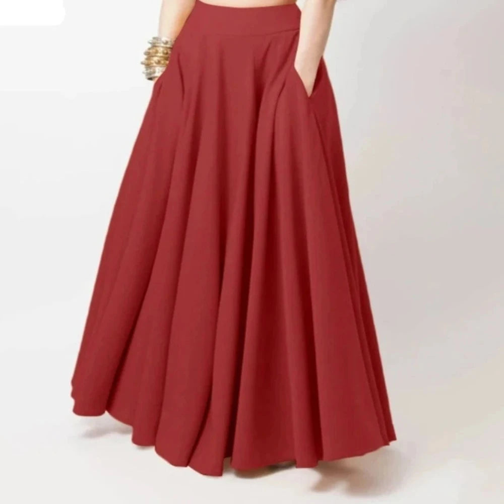 High Waist Maxi Swing Gypsy Long Skirt linen skirt natural