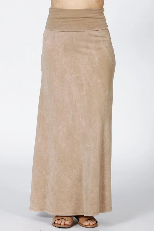 Soft & Stretchy Mineral Wash Skirt - Beige silk skirt elegant