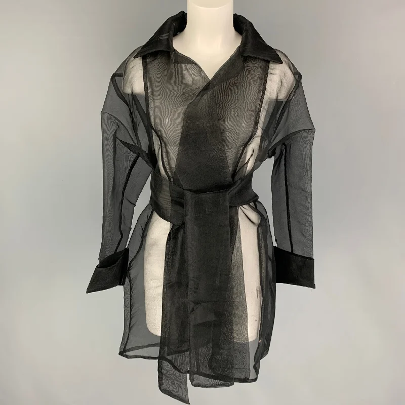 STERLING Size One Size Black Nylon Polyester Open Front Jacket Chenille Fabric Brocade Fabric Lace Fabric STERLING Size One Size Black Nylon Polyester Open Front Jacket Chenille Fabric Brocade Fabric Lace Fabric