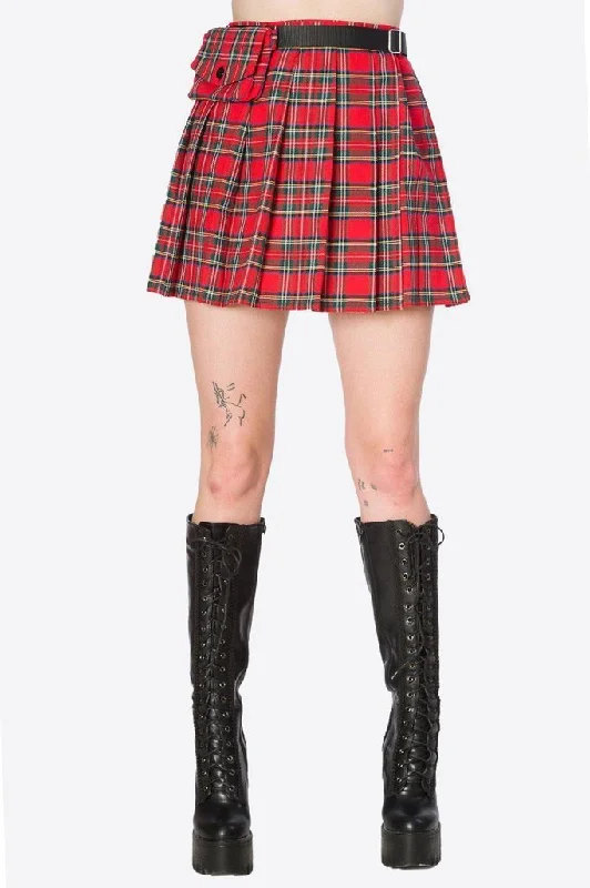 Tartan Print Skirt With Purse seamless skirt comfort