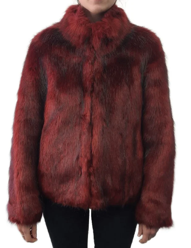 UNREAL FUR Women's Red Vegan Fur High Collar Delish Jacket #8900115 Small NWT Belted Jacket Elasticated Jacket Padded Jacket UNREAL FUR Women's Red Vegan Fur High Collar Delish Jacket #8900115 Small NWT Belted Jacket Elasticated Jacket Padded Jacket