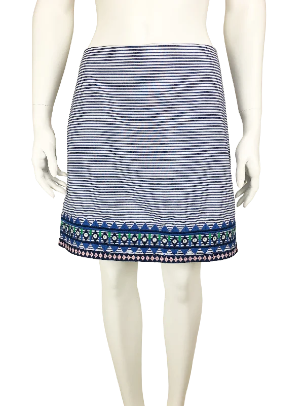 Vineyard Vines, Women's Pinstripe Embroidered Skirt, Navy/White, Size 4 leather skirt sleek