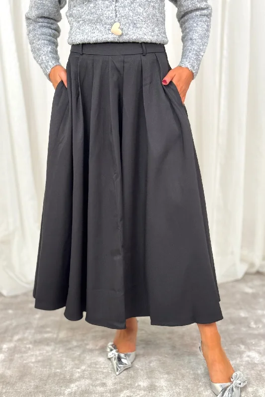 Willow Maxi Skirt In Black velvet skirt plush