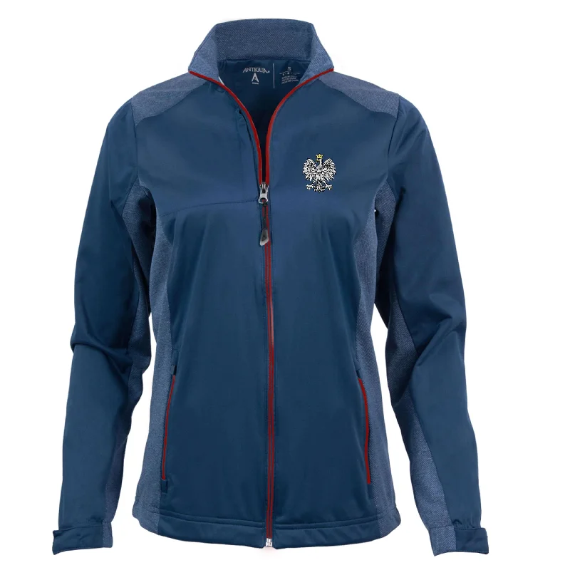 Women's Antigua Polska Revolve Jacket - Heathered with Embroidered Eagle Fleece Jacket Down Jacket Feather Jacket Women's Antigua Polska Revolve Jacket - Heathered with Embroidered Eagle Fleece Jacket Down Jacket Feather Jacket