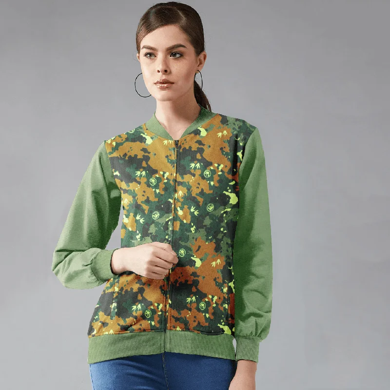 WOMEN'S FLEECE GREEN FOREST JACKET Hooded Jacket Caped Jacket Shawl Collar Jacket