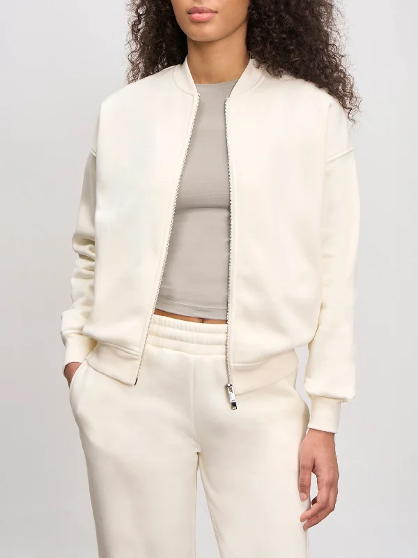 Womens Neoprene Bomber Jacket in Ecru Rayon Jacket Velvet Jacket Corduroy Jacket