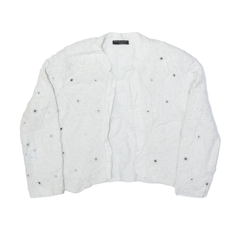 ZARA W&B Patterned Sequin Overcoat Jacket White Womens S Faux Fur Jacket Real Fur Jacket Shearling Jacket ZARA W&B Patterned Sequin Overcoat Jacket White Womens S Faux Fur Jacket Real Fur Jacket Shearling Jacket