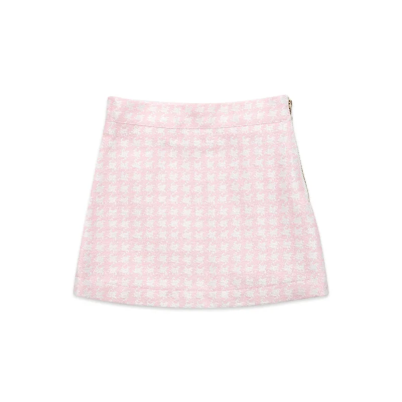 Zoe houndstooth Skirt pink linen skirt relaxed