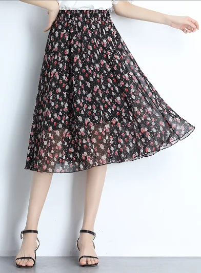 casual summer Joker floral long thin high waist Korean version big pendulum A word skirt boho skirt vibe casual summer Joker floral long thin high waist Korean version big pendulum A word skirt boho skirt vibe