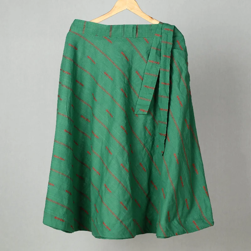 Green - Jacquard Cotton Wrap Around Skirt 13 linen skirt light
