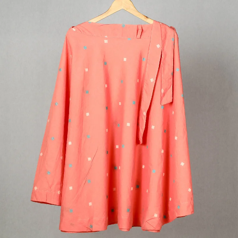 Peach - Jacquard Cotton Wrap Around Skirt 04 corduroy skirt cozy