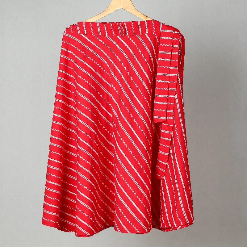 Red - Jacquard Cotton Wrap Around Skirt 05 linen skirt natural