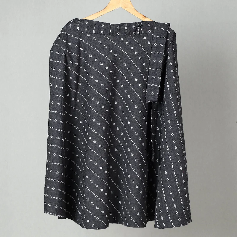 Black - Jacquard Cotton Wrap Around Skirt 07 linen skirt natural