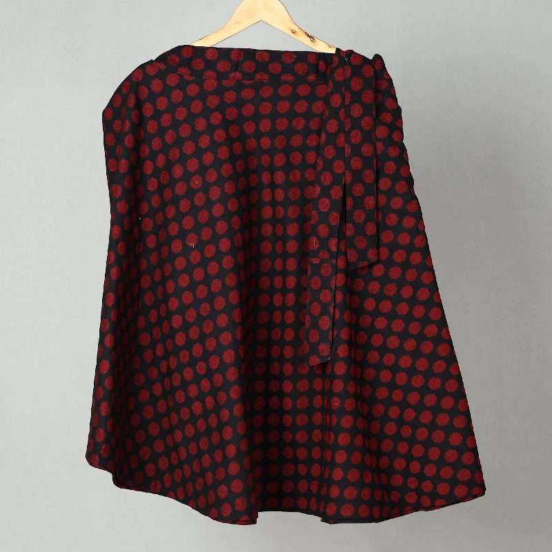 Red - Jacquard Cotton Wrap Around Skirt 08 corduroy skirt durable