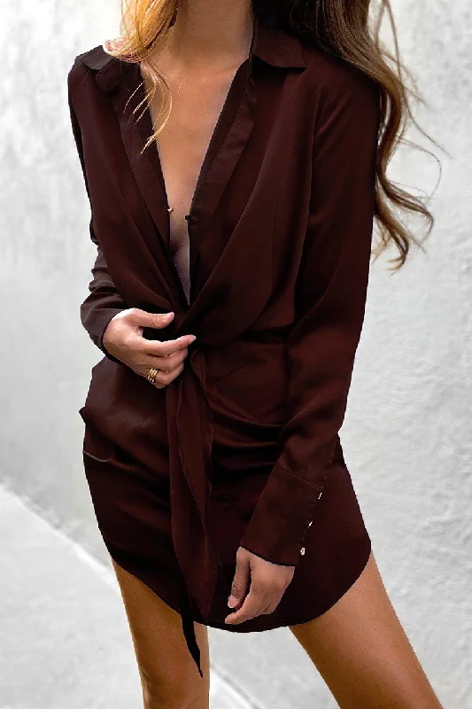 Aja Mini Dress - Chocolate Chic Tropical Mini Dress