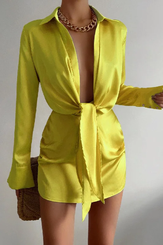 Aja Mini Dress - Citrus Comfortable Wrap Mini Dress