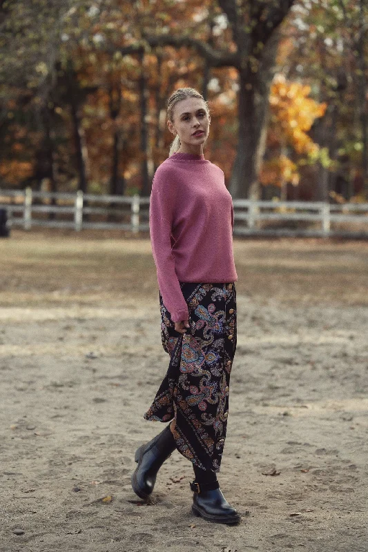 Asymmetrical Printed Skirt-Floral Paisley velvet skirt glossy