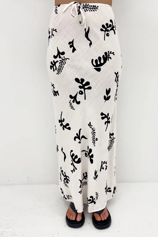 Bari Maxi Skirt Cream Black corduroy skirt textured