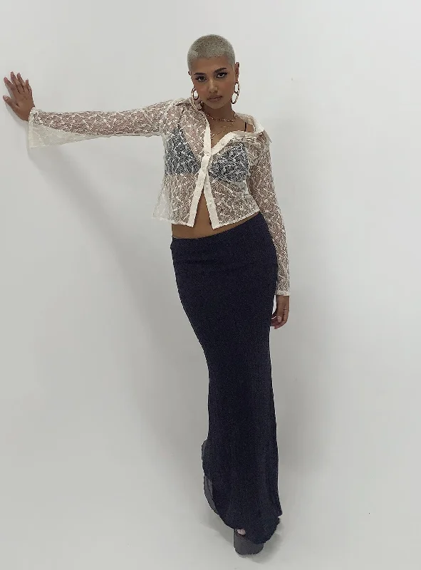 Belle Knit Maxi Skirt Black elastic waist skirt