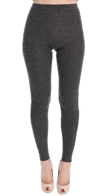 Dolce & Gabbana Chic Gray High Waist Cashmere Tights Women's Pants High-Waist Jeans