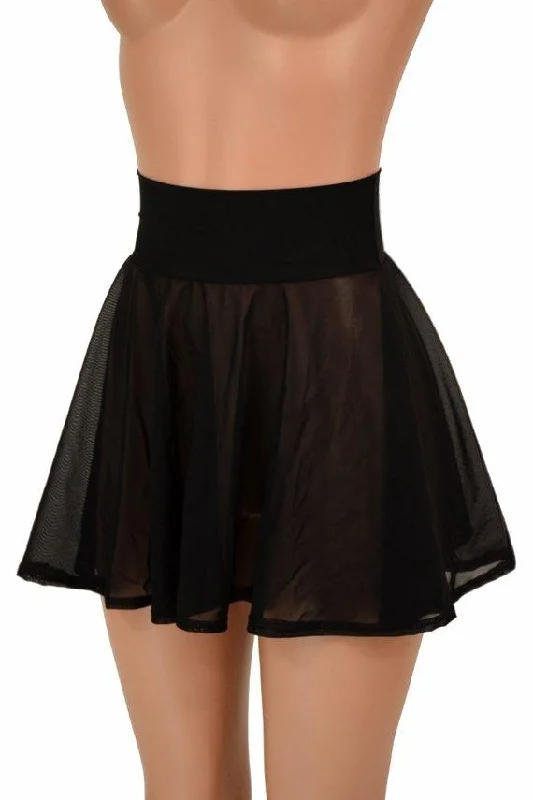 Black Mesh Mini Rave Skirt seamless skirt comfort