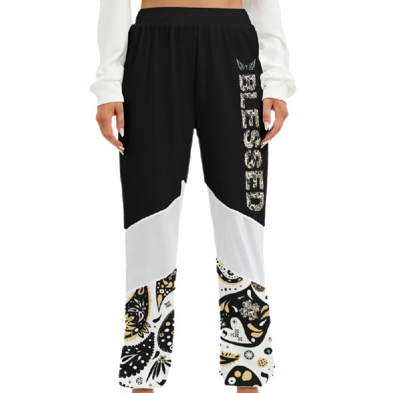 BLESSED Paisley, Black, &  White Mesh Pants Relaxed Linen Pants