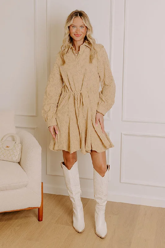 Blissful Smile Eyelet Mini Dress Fashionable Mini Dress with Slits