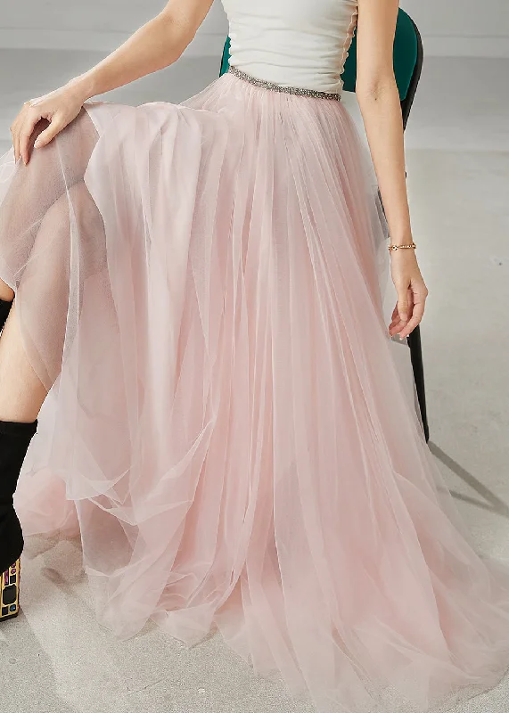 Bohemian Pink Exra Large Hem Tulle Holiday Skirt Spring leather skirt bold
