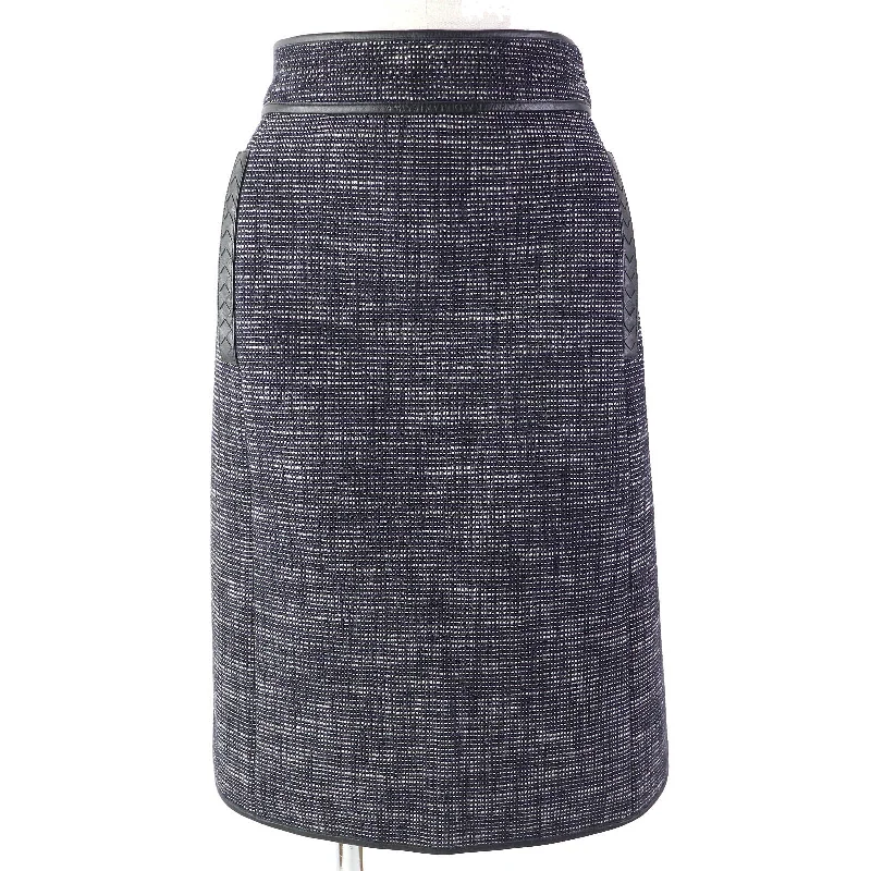 Bottega Veneta Leather Tweed Skirt Navy 44 seamless skirt comfort